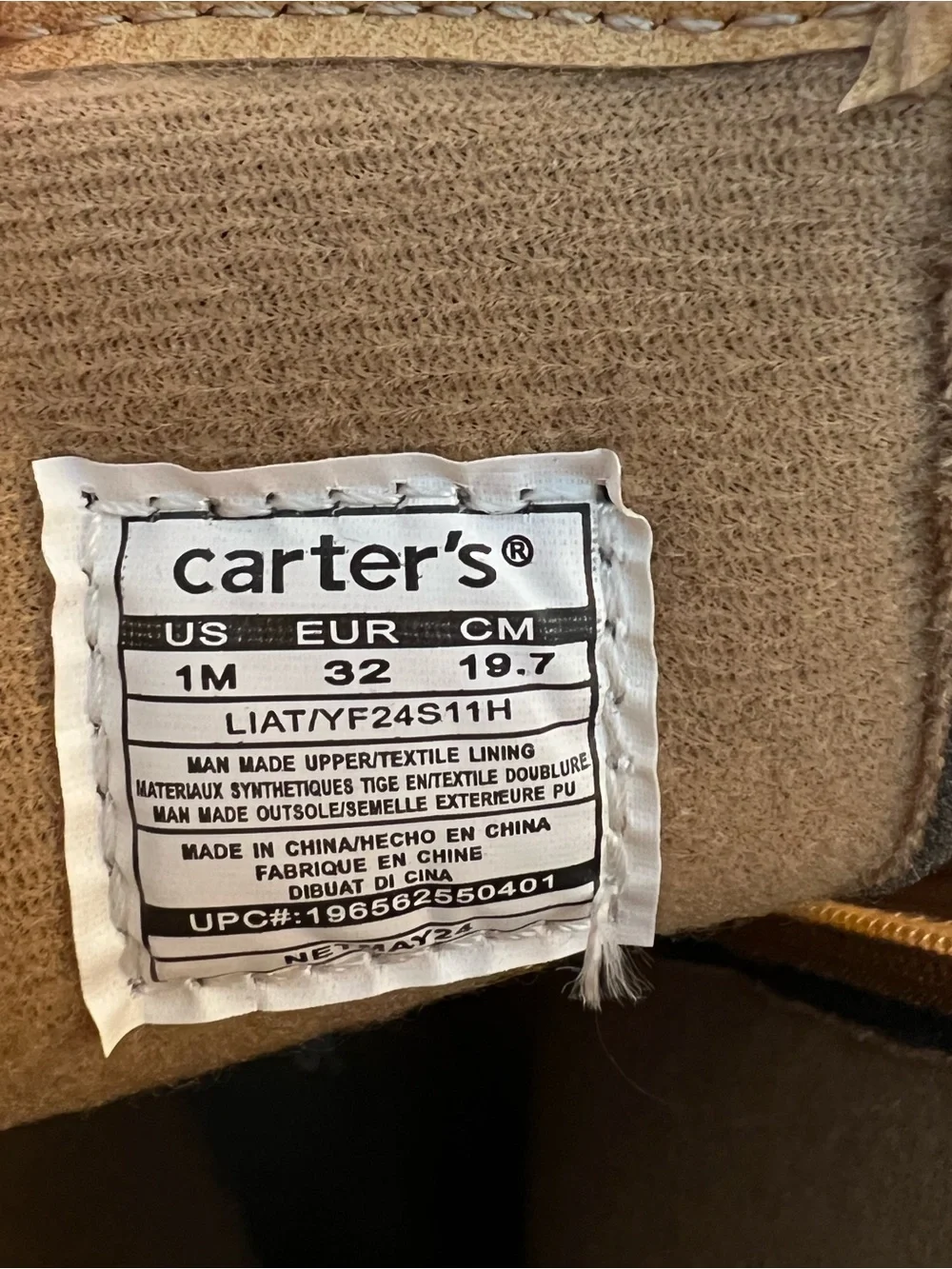 NWT Carter's tan faux-leather youth riding boots